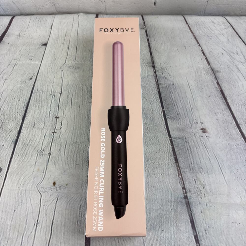 Foxybae Rose Gold 25mm Ceramic Tourmaline Curling Wand Dual Voltage